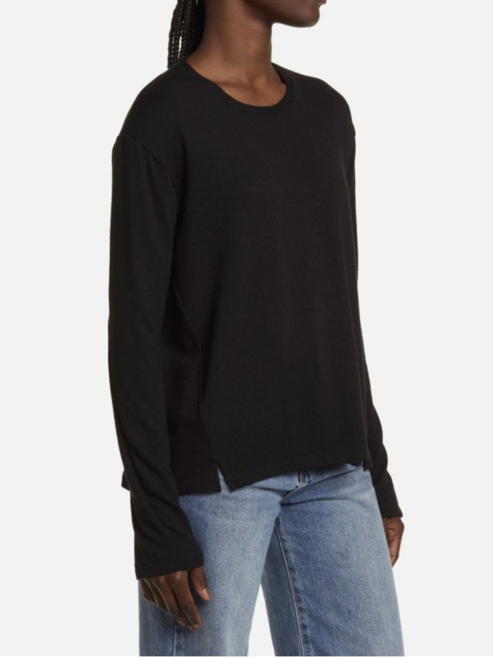 Rag & Bone Women's Black Long Sleeve The Knee Soft Tee Top